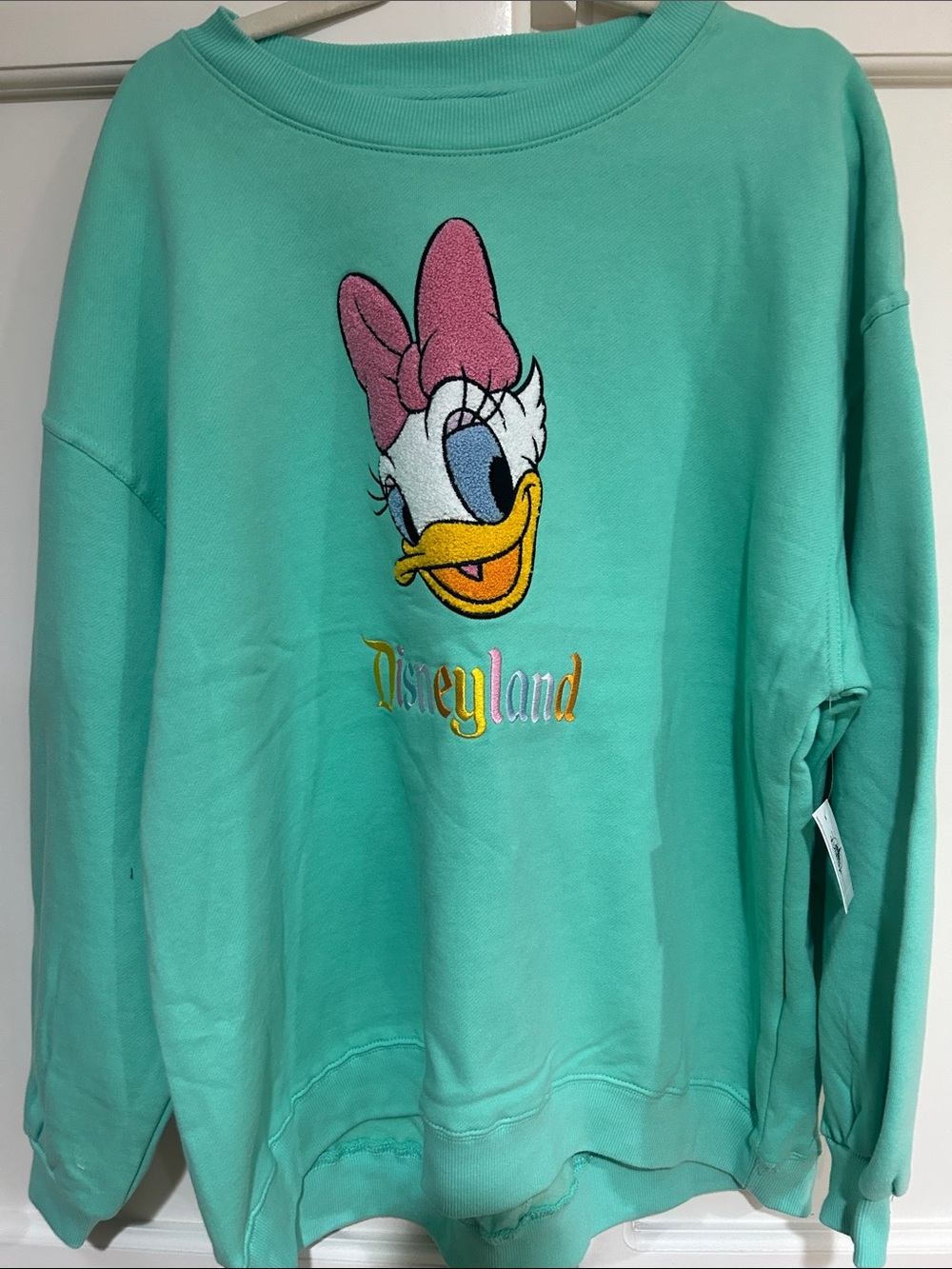 Disney Daisy Duck Mint Crewneck Sweatshirt with Embroidered Logo